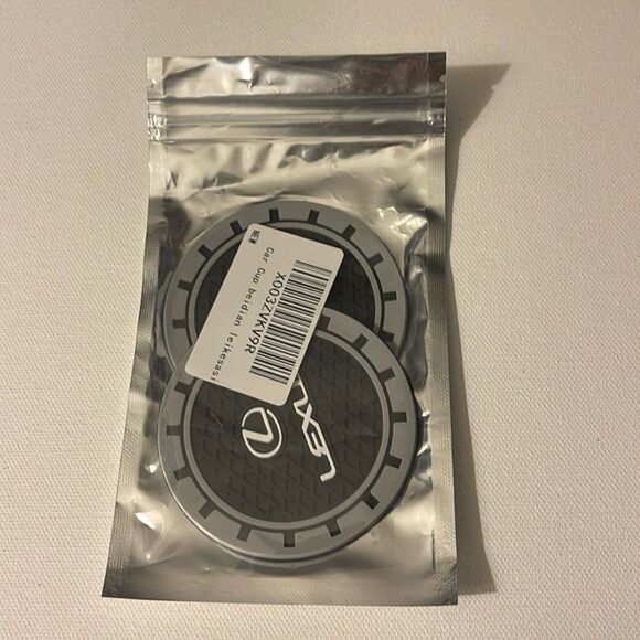 Lexus car cup Coasters in black and gray with logo Set of 2 NWT - Picture 4 of 5